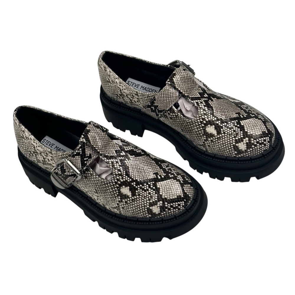 Steve Madden Kamlee Lug Sole Mary Jane Platform Snakeskin Print Womens 7M New